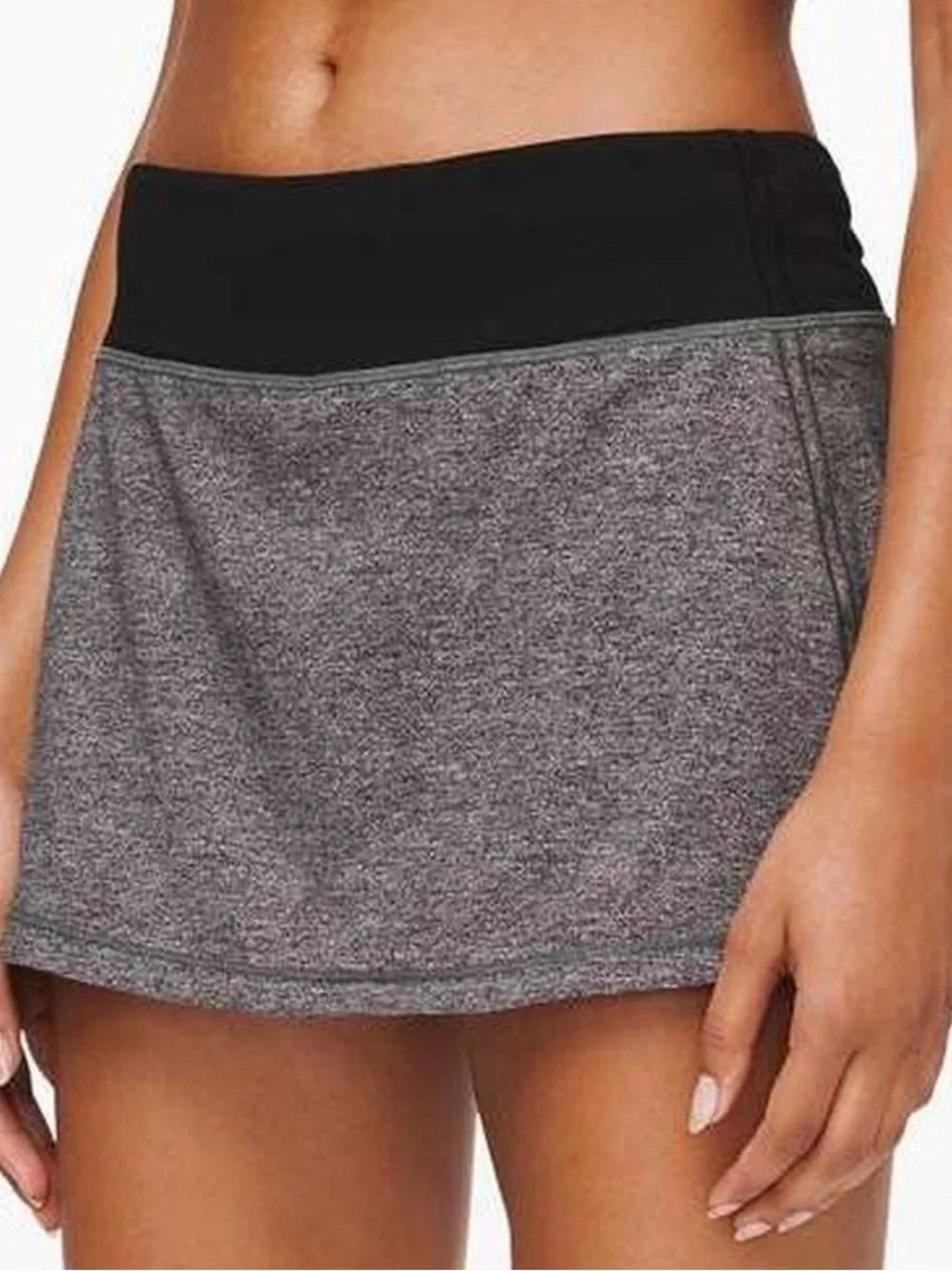 Lululemon Pace Rival Mid-Rise Gray Black Skirt Size 6 Tall Tennis Golf Athletic